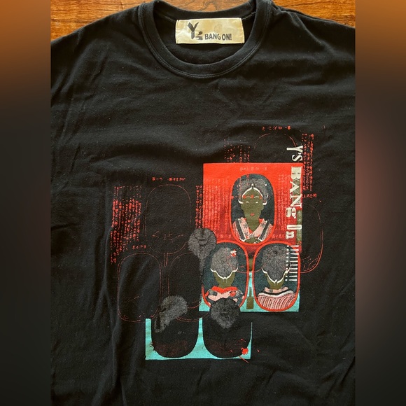 Yohji Yamamoto T-Shirt Short Sleeves Black with “Hairstyles” Print One Size - Picture 8 of 10